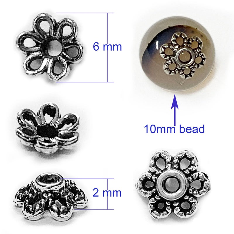 Heather's cf 500 Pieces Silver Tone Tiny Bead Caps Findings (Fit 8mm 10mm Round Beads) for Jewelry Making - Image 2
